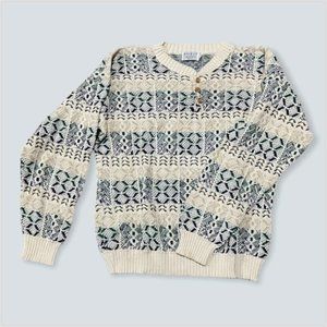 Ashley By 26 100% Cotton V-Neck Sweater in Cream and Black